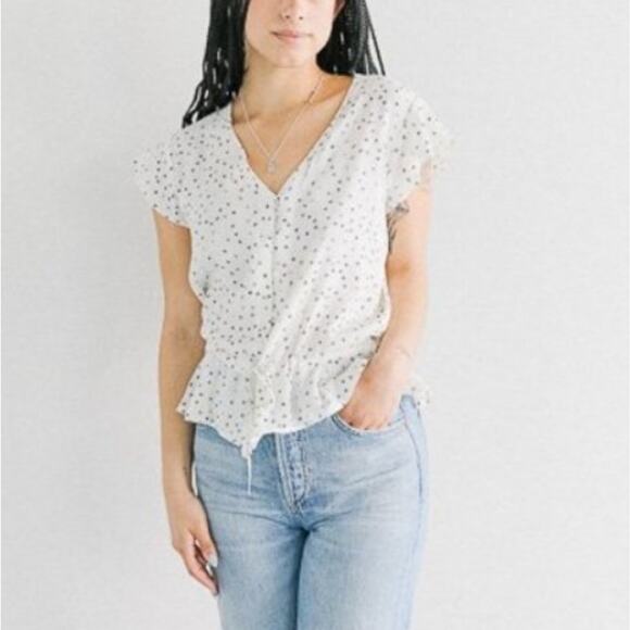 Rails Bretton Blouse in Ivory Speckled Dot - Picture 1 of 5